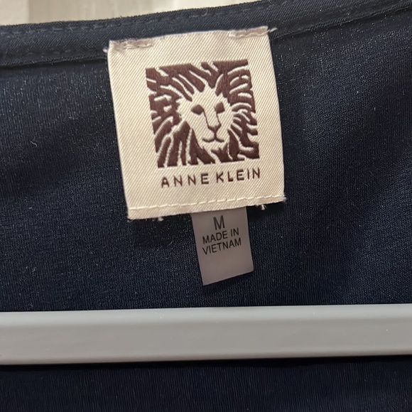 Anne Klein Navy Blue Blouse Gold Zipper - Picture 3 of 3